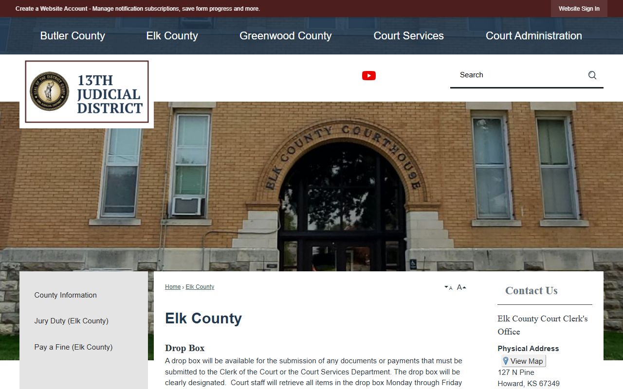 13th Judicial District Elk County public access and fee information