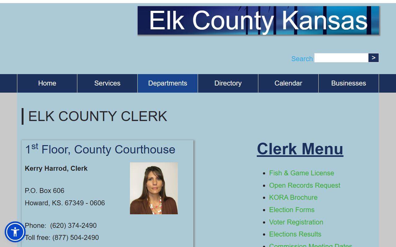 Elk County Clerk administrative records and KORA page