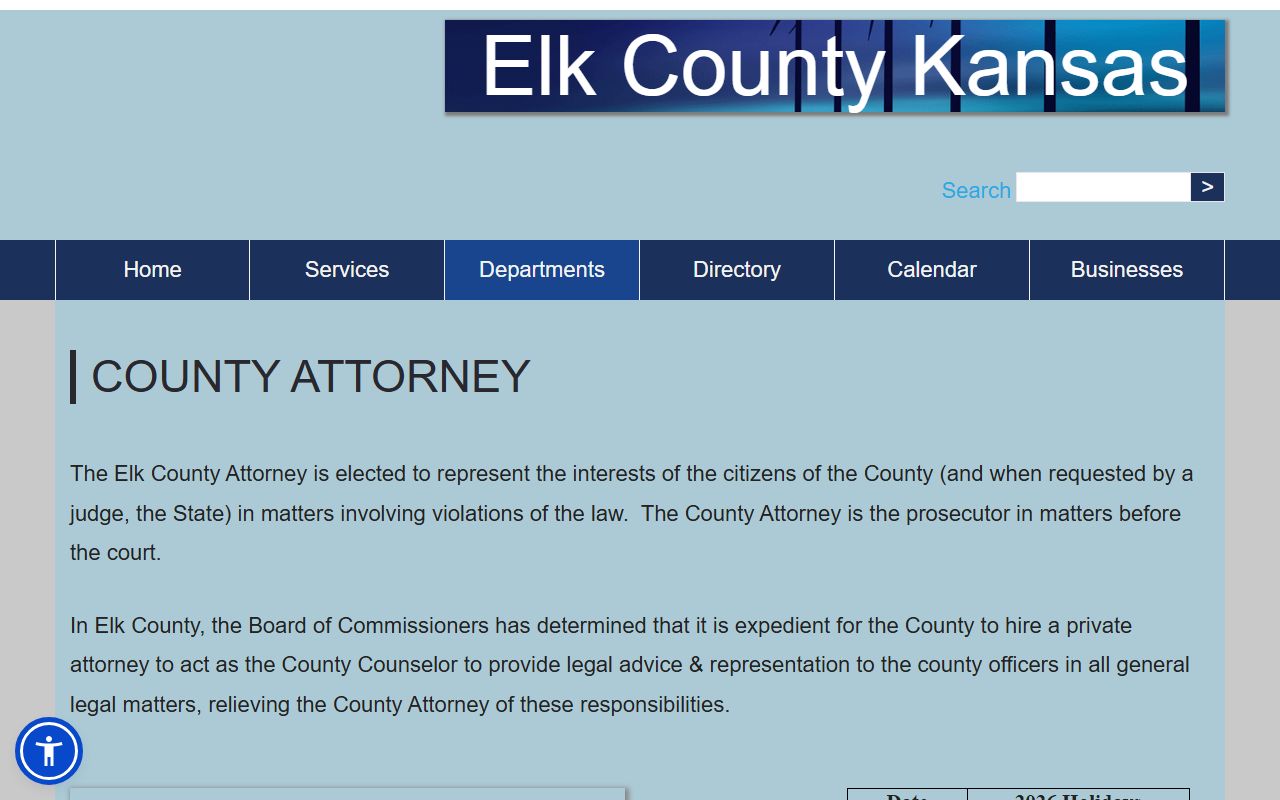 Elk County arrest records County Attorney page