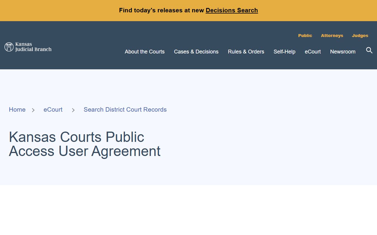 Elk County court records Kansas public access agreement