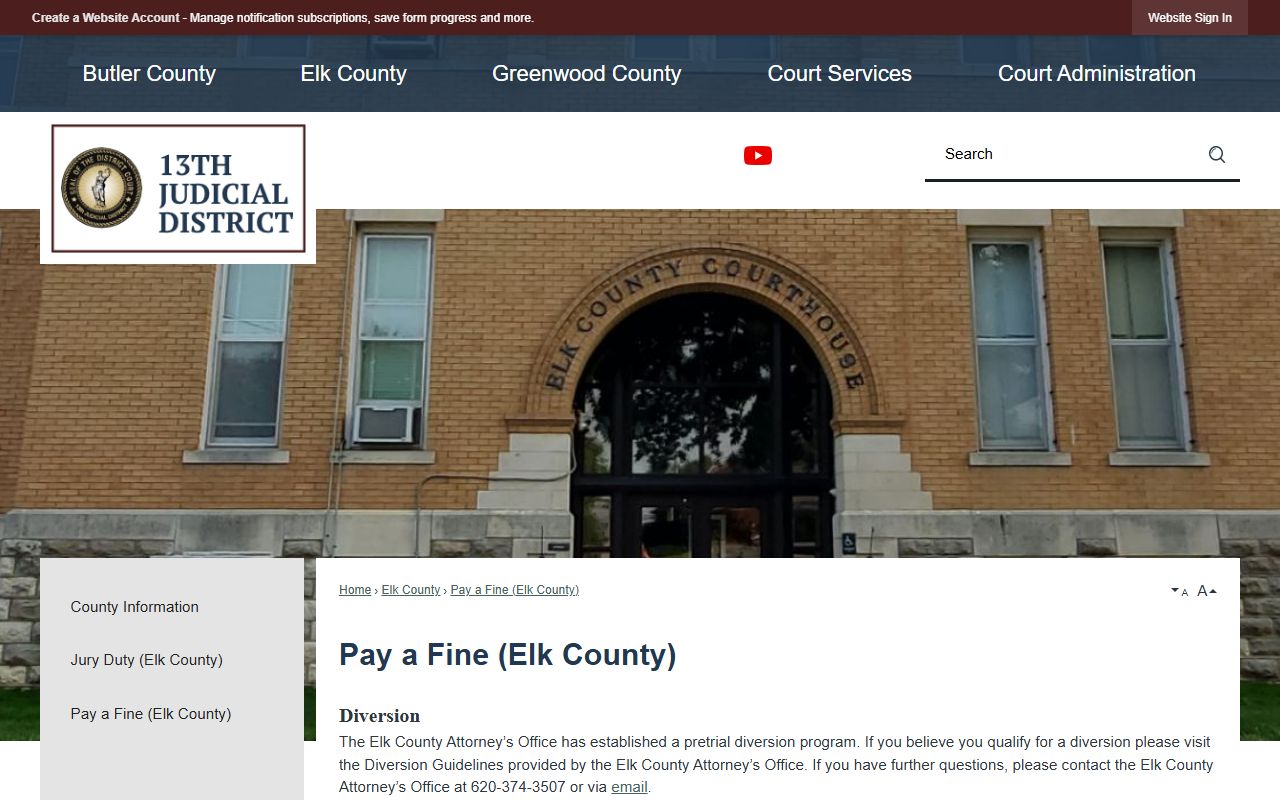 Official Elk County pay a fine and diversion page