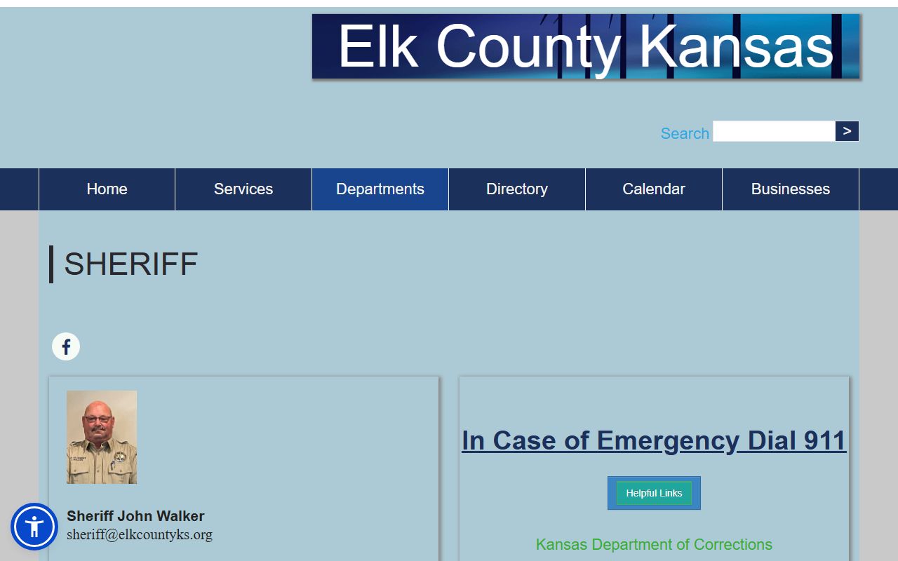 Elk County warrant records sheriff page